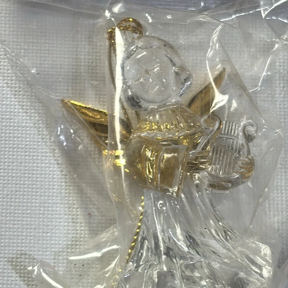 Clear Angel Ornament Set of Three Vintage Clear Angel Ornaments VTG NEW ROMAN
